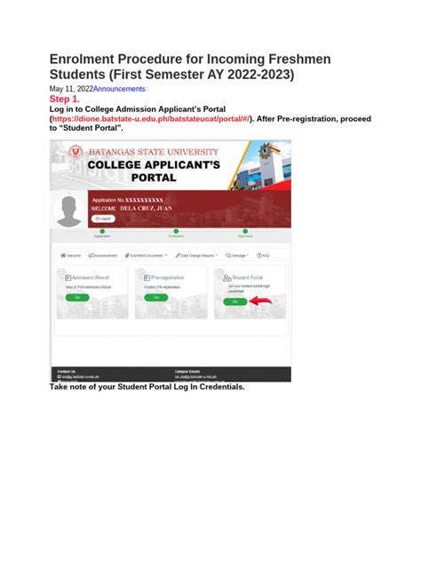 Enrolment Procedure for Incoming Freshmen Students (First .